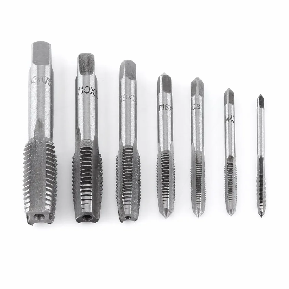 Aramox Rubinetto a Vite, 7 Pezzi Utensile per maschiatura in Acciaio per Cuscinetti con Filettatura metrica M3, M4, M5, M6, M8, M10, M12