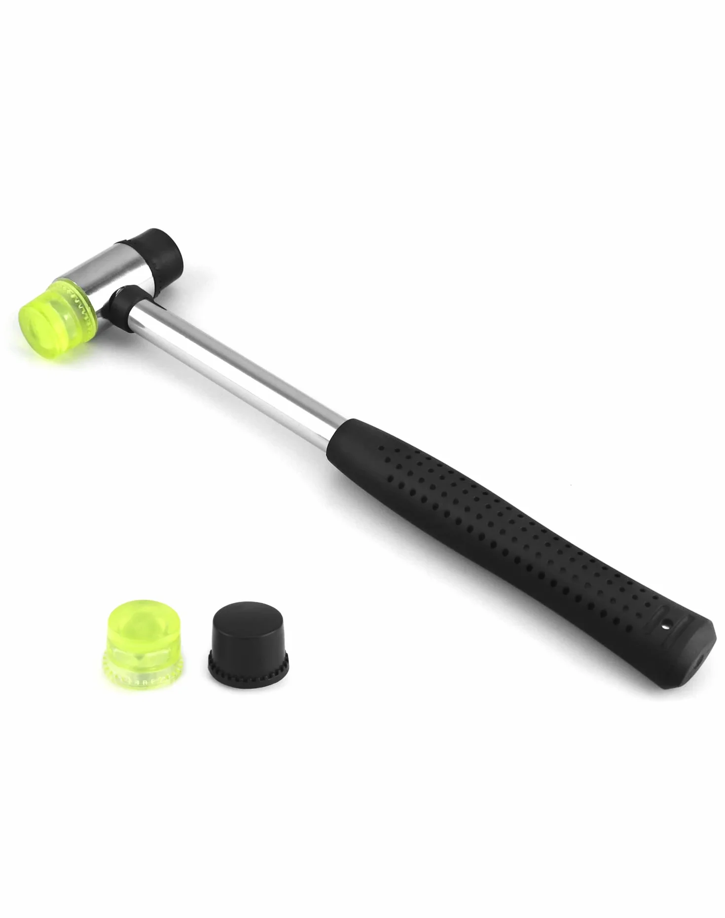 QWORK Martello Gomma, 25mm Piccolo Nylon Martello Con 2 Testine Di Ricambio Con Impugnatura In Gomma Antiscivolo Per Gioielli Strumenti Artigianali Fai Da Te Artigianato In Pelle