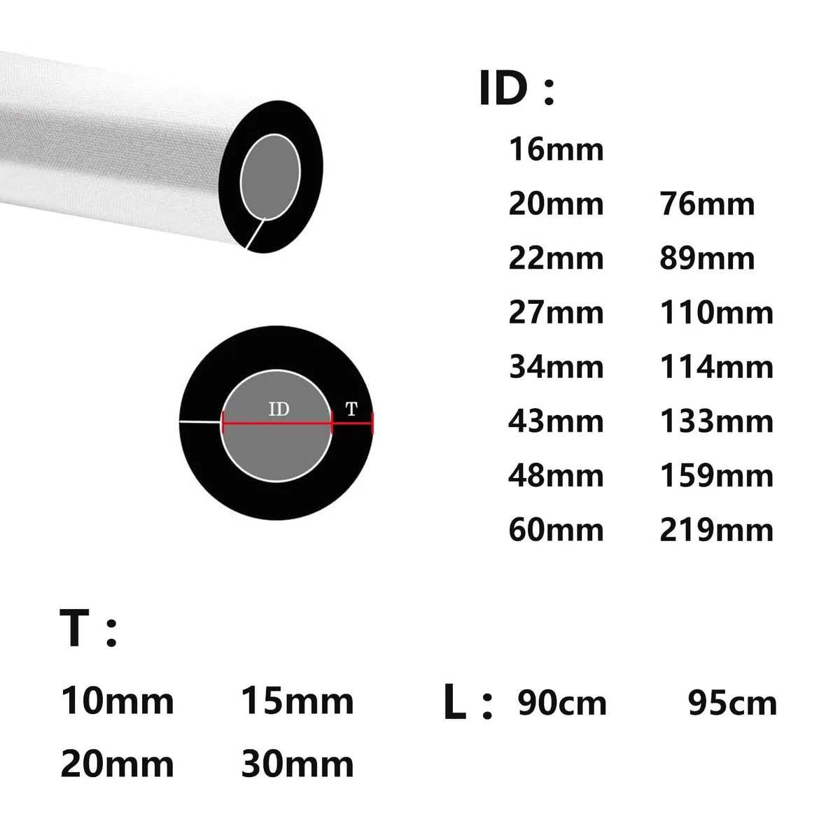 Isolante per Tubature in Resistente All'umidità Tubo Isolante in Schiuma Tubi in Schiuma Tubo Isolante Antigelo per Esterni Isolante Tubi Condizionatore (ID) 16mm x (T) 10mm x (L) 0.9m