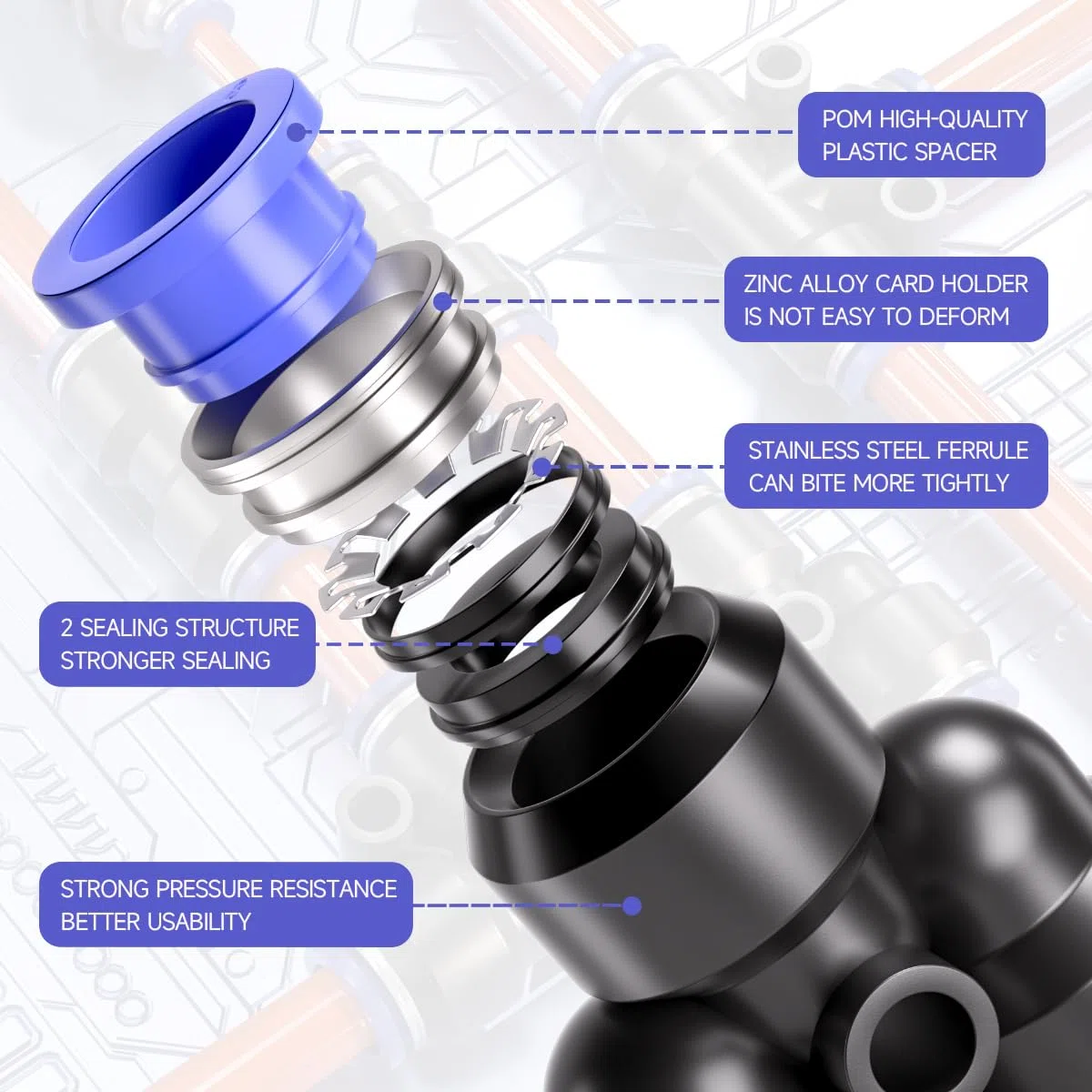Bwintech 12 Pz 8mm 3 Way Y Splitter Spingere in Connettore Raccordo PY PY PZ, 3 Way Plastica Quick Release Adattatore Air Line