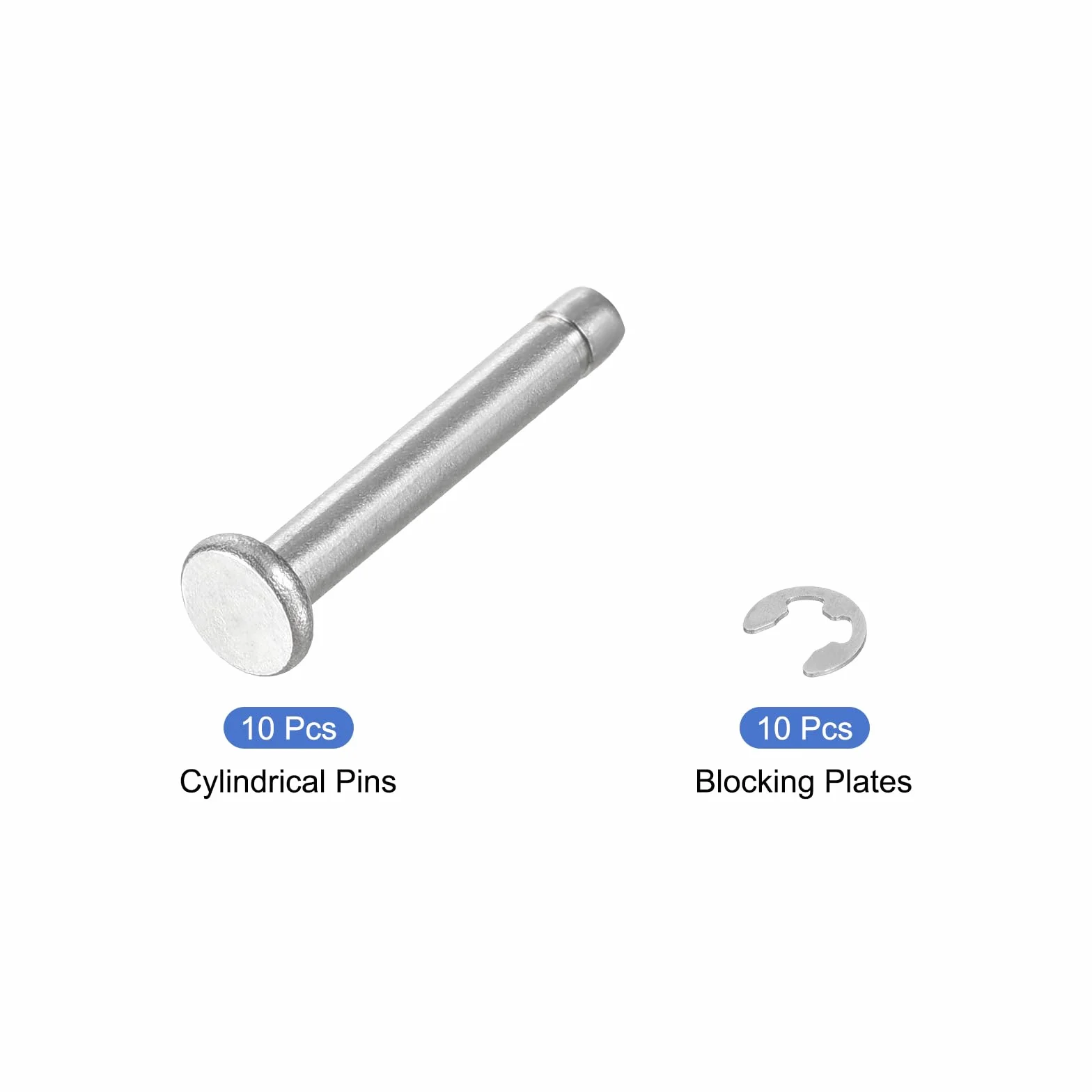 QUARKZMAN 10Set M3x20mm Perno Posizionamento Cilindrico Elastico Albero Acciaio Inossidabile 304, Perno Posizione Cilindro Cerniera Scanalato Testa Piatta con Ring Fissaggio Clip E, Argento