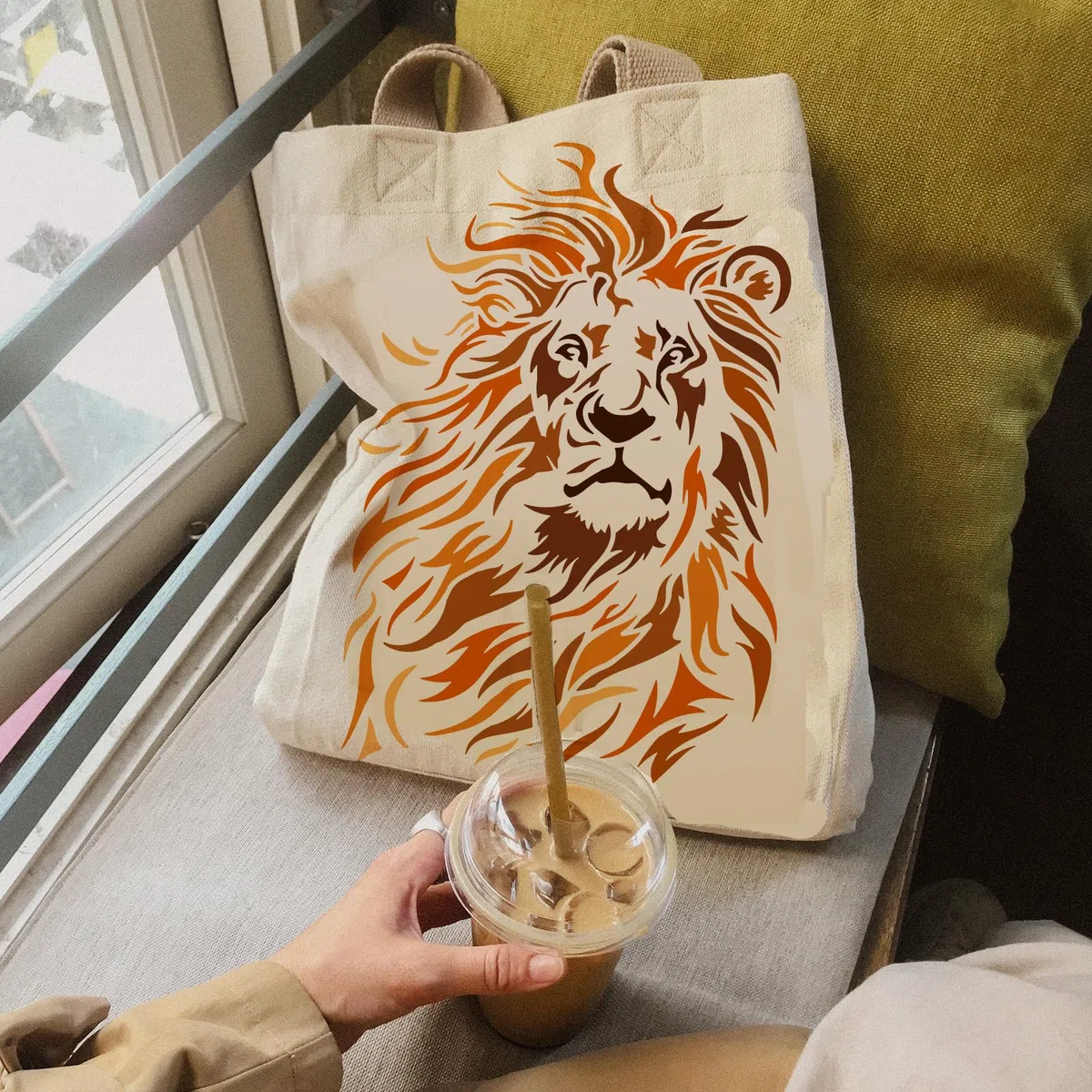 FINGERINSPIRE Sciabola da Leone Tribale, Modello per Dipinti 29,7x21 cm, Grande Disegno di Leone, Modello in Plastica, Tema Animale Domestico, Sciabola da Pittura per Fai-da-Te, Artigianato, Lavori a